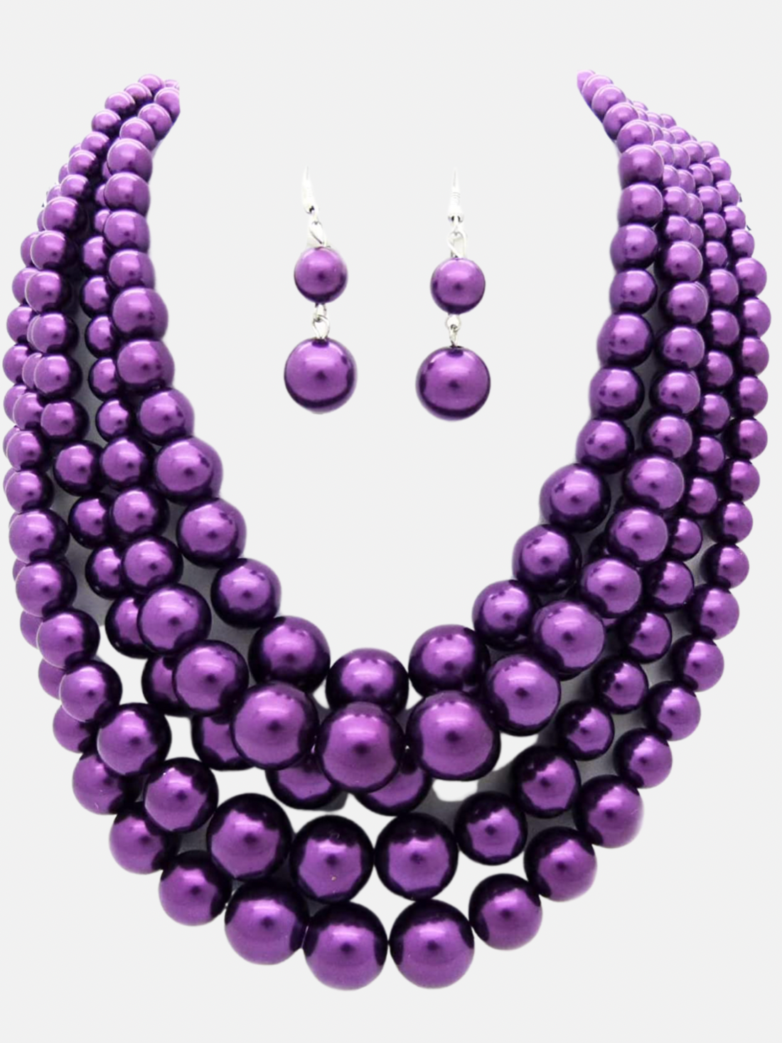 5 Strand Pearl Set-Purple