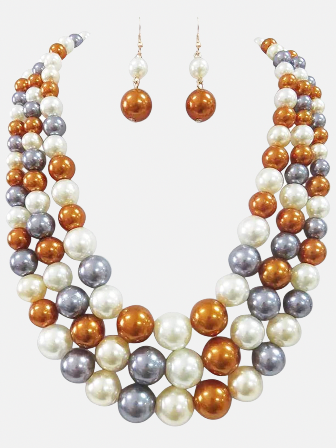 3 Strand Pearl Set-Neutral