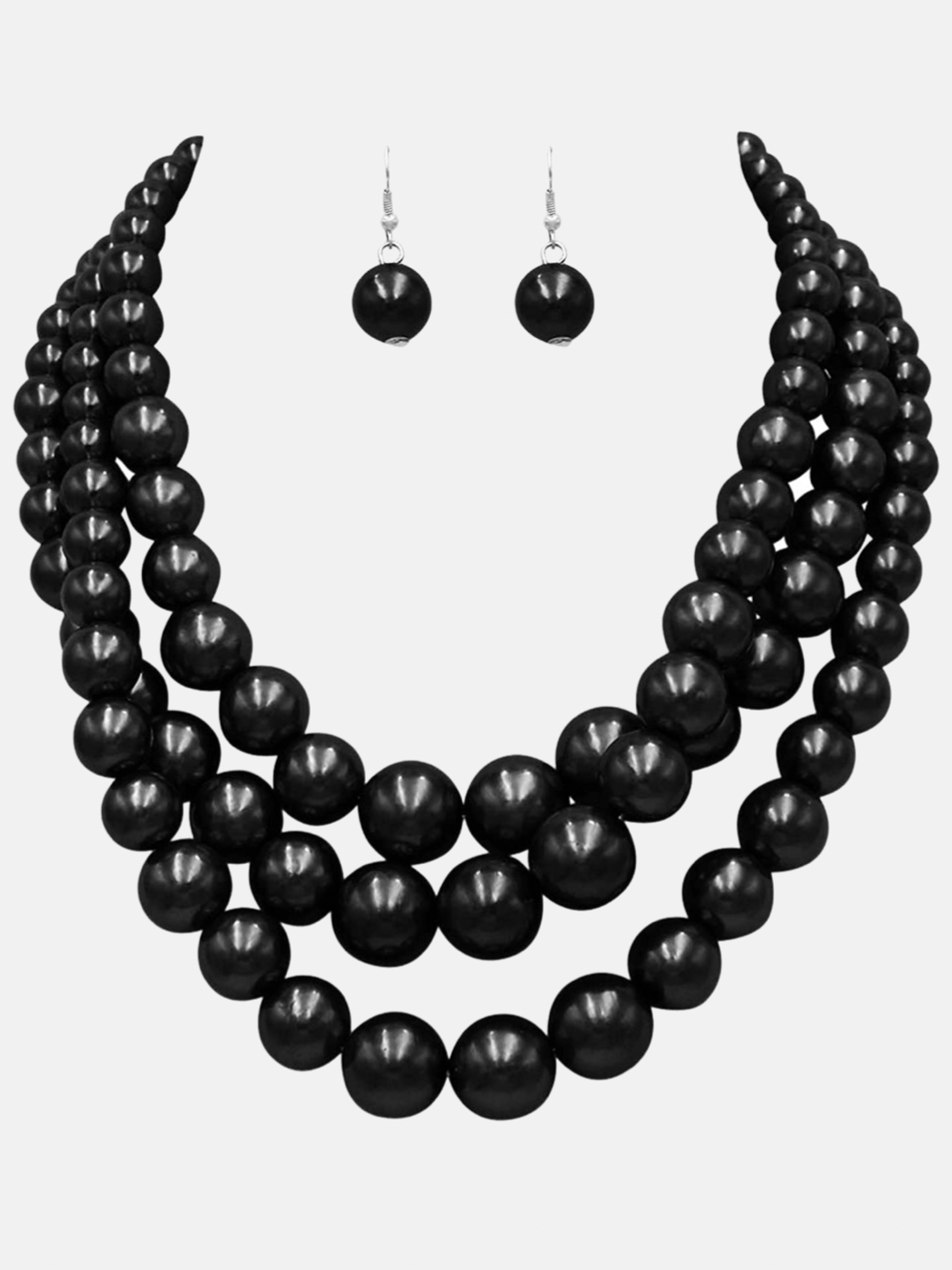 3 Strand Pearl Set- Onyx