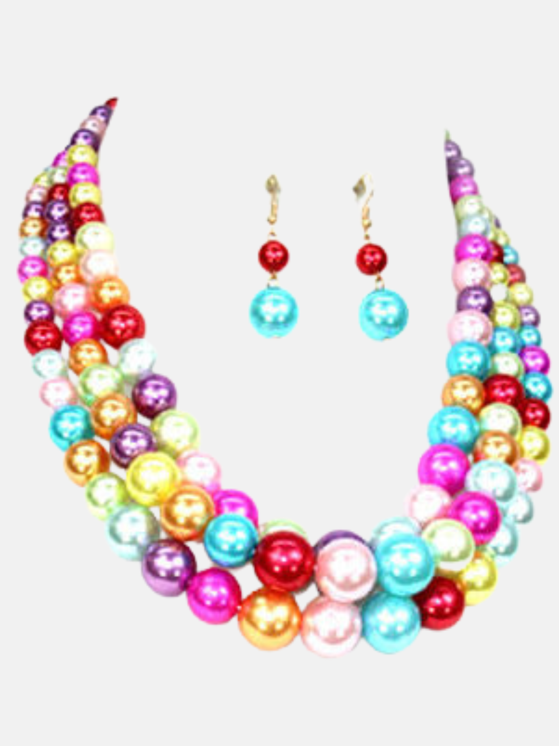 3 Strand Pearl Set-Fruity