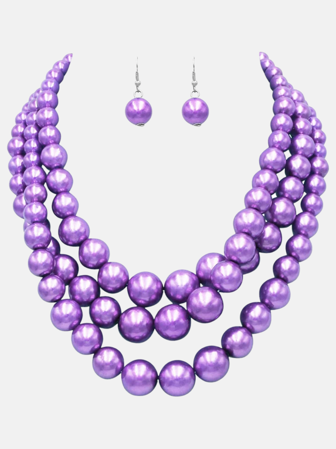 3 Strand Pearl Set-Lavender