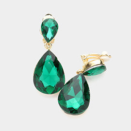 Large Drop Emerald Clip