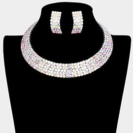 5 Row Rhinestone Choker AB