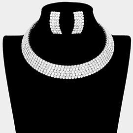 5 Row Rhinestone Choker S