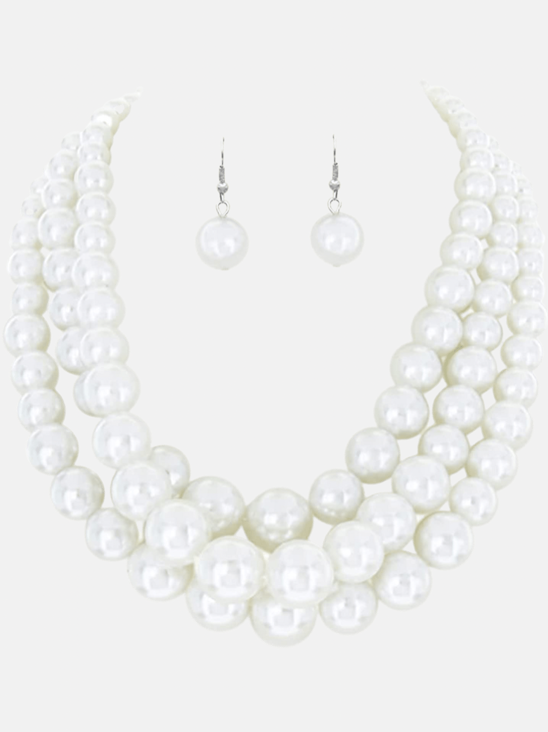 3 Strand White Pearl Set