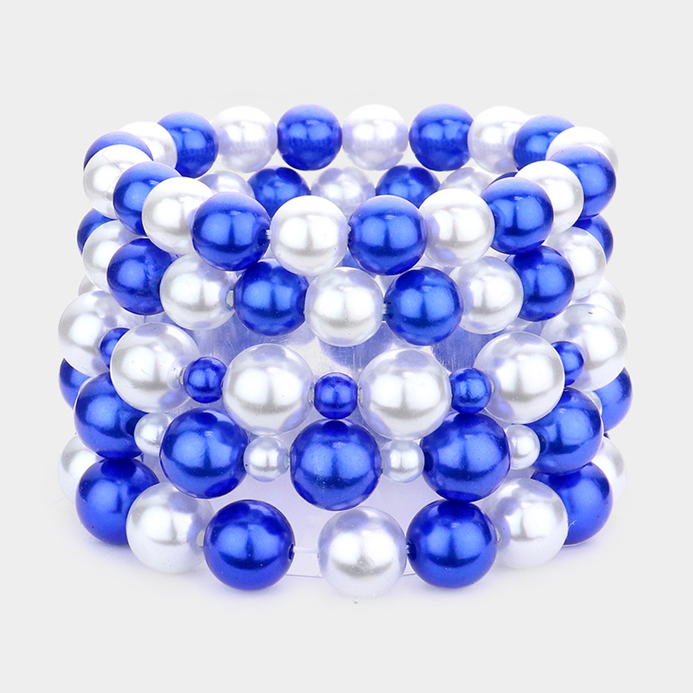 Blue and White Pearl Bracelets