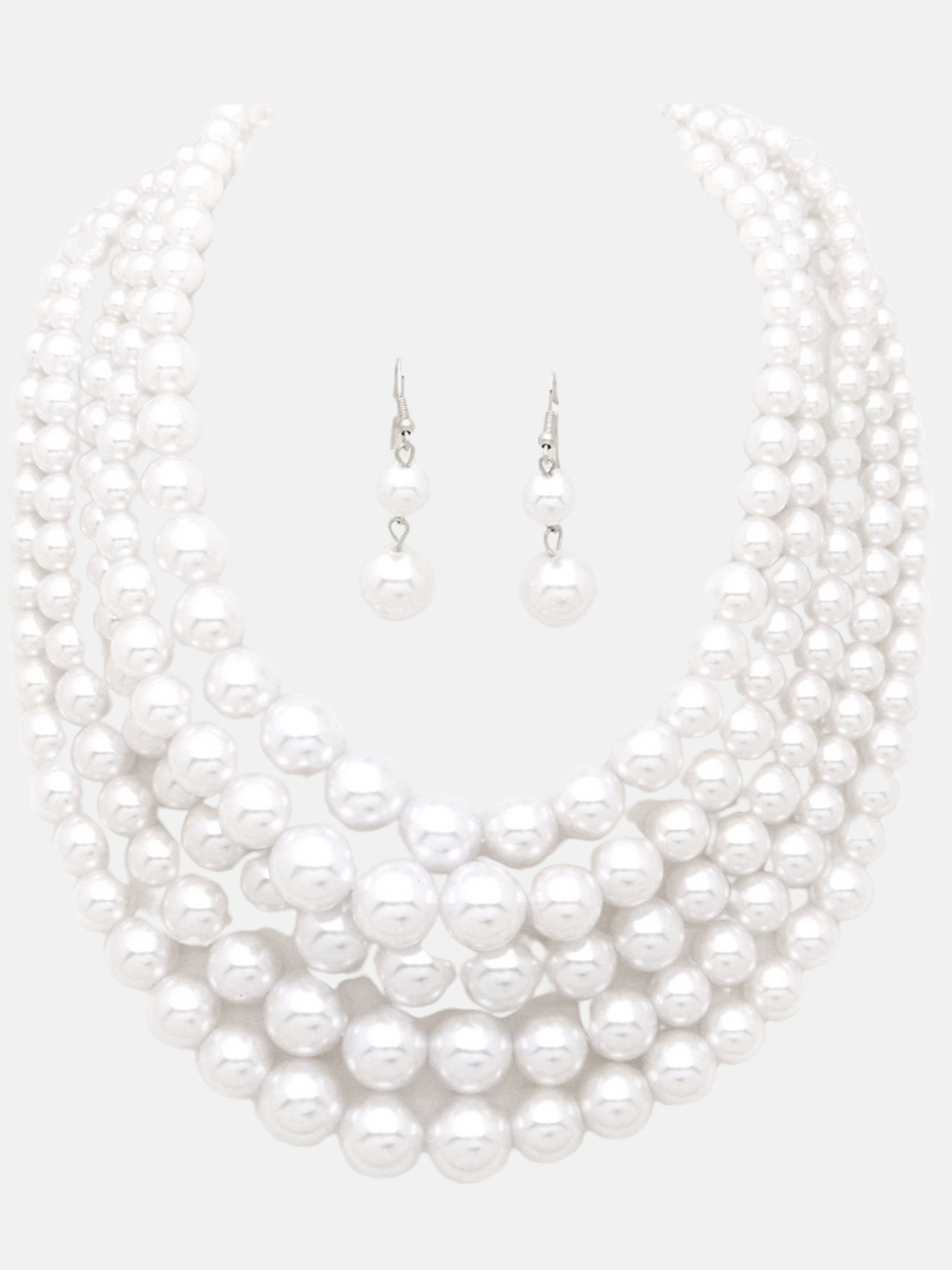 5 Strand Pearl Set-White